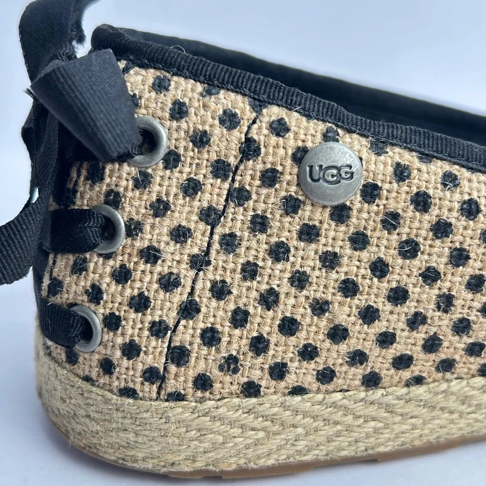 UGG Australia‎ Indah Espadrille Ballet Flats Burlap Polka Dot Bow Accent 9.5